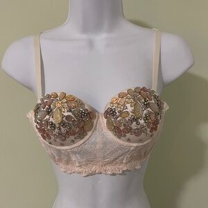 Bebe Embellished Cream Gold Bustier
